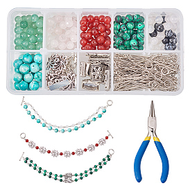 SUNNYCLUE DIY Bracelet Making, with Alloy Toggle Clasps, Alloy Links, Gemstone Beads, Pliers and Iron Eye Pin, Jump Ring