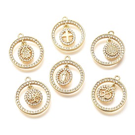 Латунные микро проложить кубического циркония подвески, без кадмия, без никеля и без свинца, реальный 18 k позолоченный, кольцо прелести