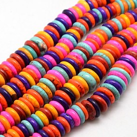 Natural Magnesite Beads Strands, Dyed & Heated, Heishi Beads, Disc/Flat Round, 8~25x4~8mm, Hole: 1mm, about 460pcs/1000g