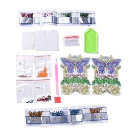 5D DIY Butterfly Pattern Animal Diamond Painting Pencil Cup Holder Ornaments Kits, with Resin Rhinestones, Sticky Pen, Tray Plate, Glue Clay and Acrylic Plate