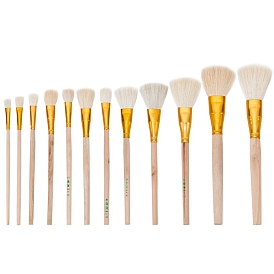 Wooden Chinese Calligraphy Brush, Paint Brushes, Weasel Hair Brush, Clay Tool