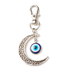 Tibetan Style Pendant Decorates, with Resin Evil Eye Cabochons, Alloy Pendants & Lobster Claw Clasps