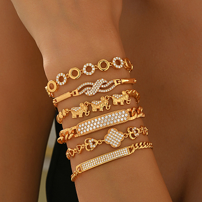 Латунные браслеты с микропаве из прозрачных кубических цирконий для женщин, реальный 18 k позолоченный