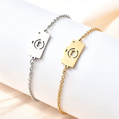 201 камера из нержавеющей стали с браслетами в форме сердца, ювелирные изделия из кабельной цепи для женщин