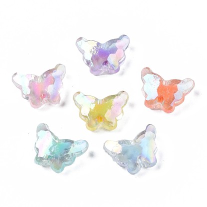 Transparent Acrylic Beads, Bead in Bead, Butterfly, AB Color