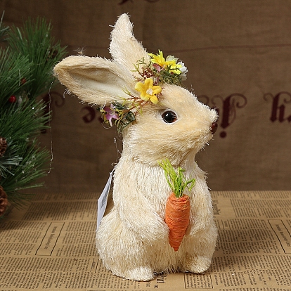 Easter Theme Linen Rabbit Display Decoration, for Home Desktop Decoration