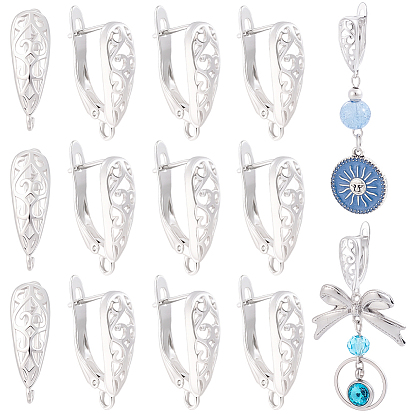 12Pcs Brass Hoop Earring Findings with Latch Back Closure, Nickel Free