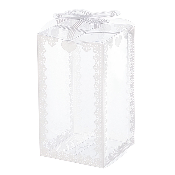 Складные прозрачные коробки из ПВХ, для крафта упаковки конфет свадьба пользу подарочные коробки, прямоугольник с бантом шаблон