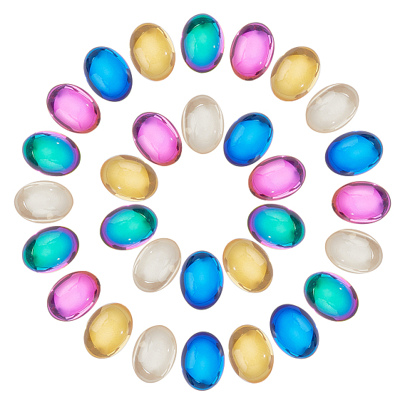 20Pcs Transparent K9 Glass Cabochons, Flat Back, Oval