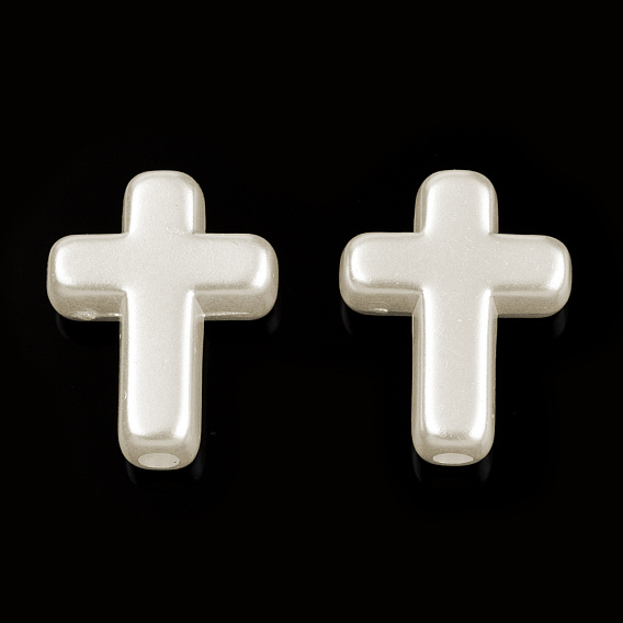 ABS Plastic Imitation Pearl Beads, Cross