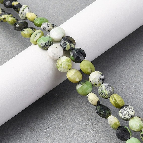 Природные серпантину нитей бисера, граненый квадратный разрез, плоско-круглые