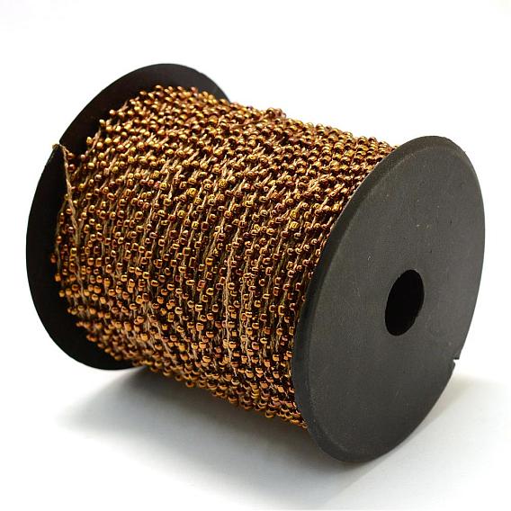 Plated Seed Beads Cords, with Polyester Cords, with Random Color Spools and Nylon Cords, 2mm, about 100yards/roll