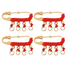 4 шт. китайские латунные булавки с фурнитурой, с полиэстером и железной петлей