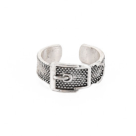 Belt Buckle Shape Open Cuff Ring, Tibetan Style Alloy Jewelry for Women, Cadmium Free & Lead Free