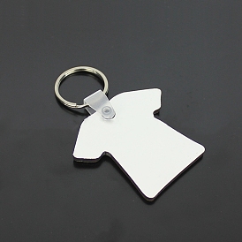 Sublimation Double-Sided Blank MDF Keychains, with Cloth Shape Wooden Hard Board Pendants and Iron Split Key Rings