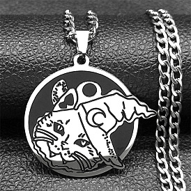 201 подвесные из нержавеющей стали ожерелья, плоские круглые с кошкой