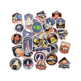 Cartoon Aerospace Theme Badge Paper Stickers Set, Adhesive Label Stickers, for Water Bottles, Laptop, Luggage, Cup, Computer, Mobile Phone, Skateboard, Guitar Stickers