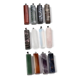 Драгоценный камень большие кулоны, прямоугольные подвески 304 с защелками из нержавеющей стали, цвет нержавеющей стали