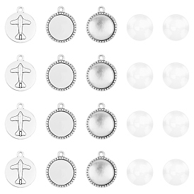 ARRICRAFT 200Pcs DIY Half Round Pendant Making Kits, Including Zinc Alloy Settings and Dome Transparent Glass Cabochons