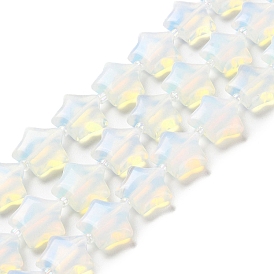 Opalite Beads Strands, with Seed Beads, Puffed Star
