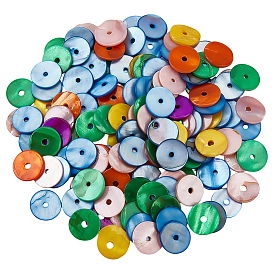 160шт. бусины из натуральных пресноводных ракушек, окрашенные аэрозольной краской, Heishi бусы, Диск / плоские круглые