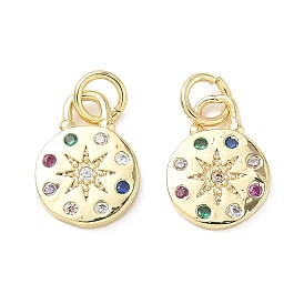 Латунные микро проложить кубического циркония подвески, без кадмия и без свинца, плоский круглый со звездными подвесками, с целью перехода в кольце