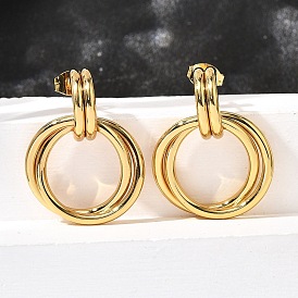 201 из нержавеющей стали серьги, с 304 штифтов из нержавеющей стали, вакуумное покрытие pvd, плоско-круглые