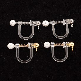 304 Stainless Steel Clip-on Earring Findings, Environmental Protection Plastic, U-Shaped