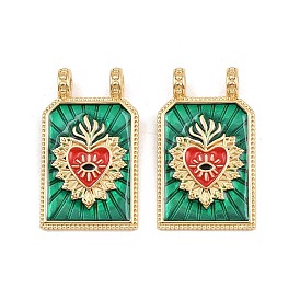 Латунь эмаль подвески, прямоугольник со священным сердцем, реальный 18 k позолоченный, без кадмия и без свинца, стойки покрытие, долговечный