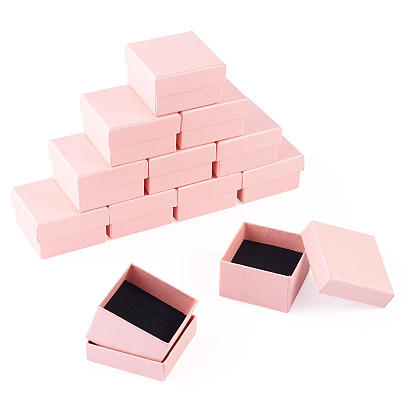 12unidades de cajas cuadradas de cartón para guardar joyas, con la esponja en el interior, Para pendientes, anillos, collares, pulseras, regalos, embalaje.