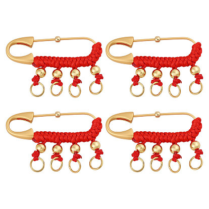 4 шт. китайские латунные булавки с фурнитурой, с полиэстером и железной петлей