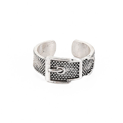 Belt Buckle Shape Open Cuff Ring, Tibetan Style Alloy Jewelry for Women, Cadmium Free & Lead Free