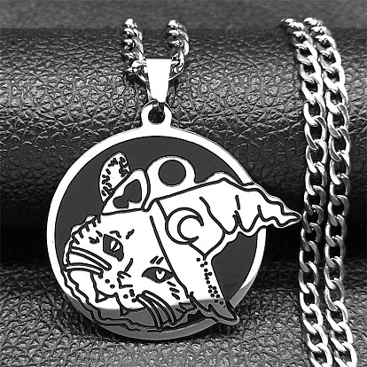 201 подвесные из нержавеющей стали ожерелья, плоские круглые с кошкой