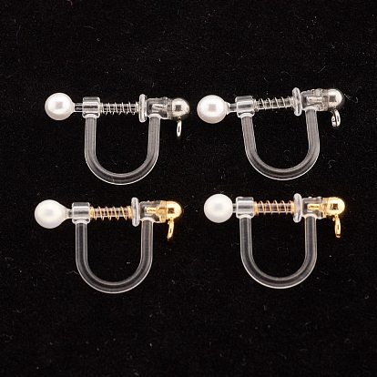 304 Stainless Steel Clip-on Earring Findings, Environmental Protection Plastic, U-Shaped