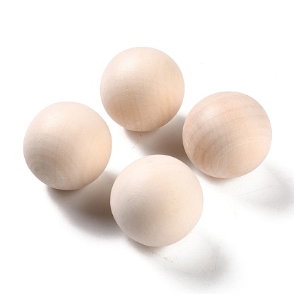 (Liquidación por defecto: grieta) Bola redonda de madera natural, Bolas artesanales de madera decorativas de bricolaje, esfera de madera sin terminar, sin agujero / sin perforar, sin teñir