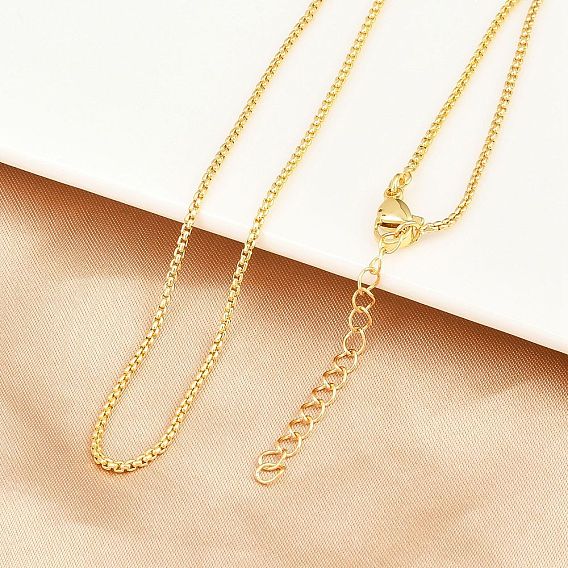 1.5мм латунные цепочки-коробки для женщин, стойки покрытие, долговечный, без свинца и без кадмия