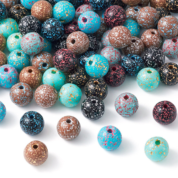 110шт 10цвета непрозрачные акриловые бусины, круглые