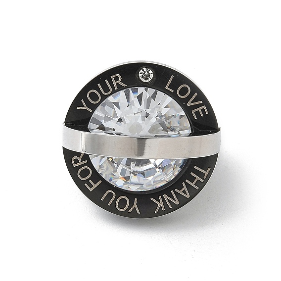 304 подвески из нержавеющей стали, с четким кубического циркония, круглый со словом спасибо за ваши любовные чары