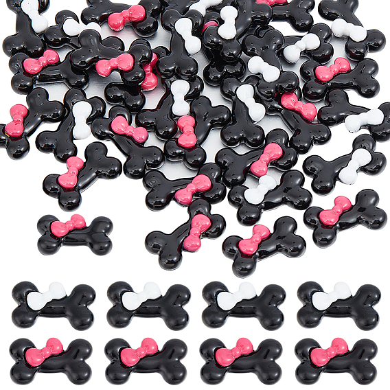 60шт 2 цветные кабошоны из непрозрачной смолы, собачья кость с бантом