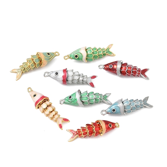 Подвески из латуни микропаве с фианитами и эмалью, рыбы прелести