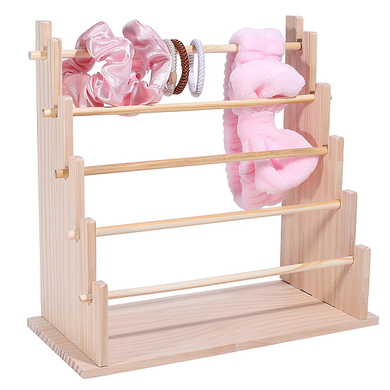 Wooden Round Bar Bracelet Organizer Display Riser Stands