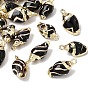 Brass & Natural Shell Pendants, Conch Shape Charms, with Golden Plated Edge