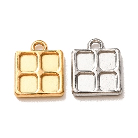 Pendentifs en acier inoxydable, charmes carrés, placage ionique (ip), plaqué longue durée