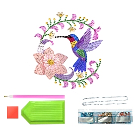 Hummingbird Diamond Painting Kits, Including Acrylic Rhinestones Bag, Diamond Sticky Pen, Tray Plate, Metal Chain, Glue Clay and Canvas