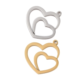 304 подвески из нержавеющей стали, лазерная резка, двойное очарование сердца