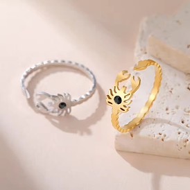 304 открытые кольца манжеты из нержавеющей стали, скорпион, со стразами