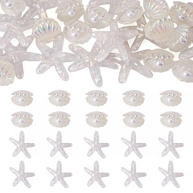 26 шт. 2 стили УФ-покрытие океанская тема прозрачные смоляные кабошоны, радужный