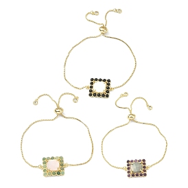 Натуральный драгоценный камень с ожерельями-ползунками из ракушек, настоящая позолоченная латунная цепочка 18k для женщин, прямоугольные