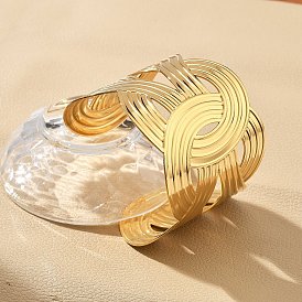 Ионное покрытие (ip) 304 браслеты-манжеты из нержавеющей стали с крестообразным плетением для женщин