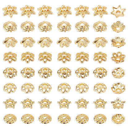 160 шт 8 стиль стойка покрытие сплав цветок бусины колпачки, 6-лепесток, без свинца и без кадмия, долговечный